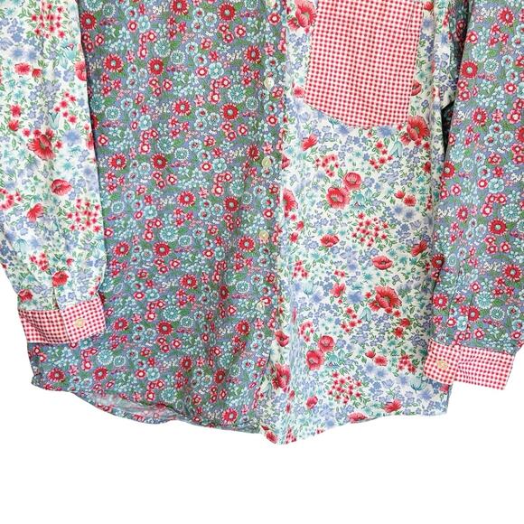 Vintage Gap Brand Gingham Floral Patchwork Shirt XL Boho Cottage Western Retro - Picture 4 of 8